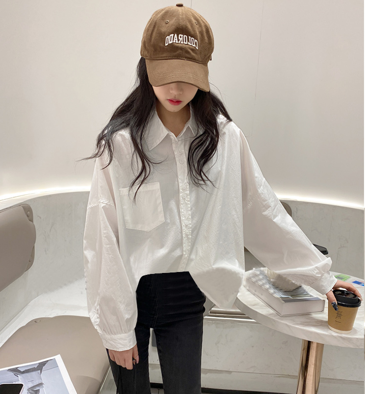 Plus Size Women's Purple Shirt Korean Style Cocoon Fit Pleated Hem Long Sleeve Top
