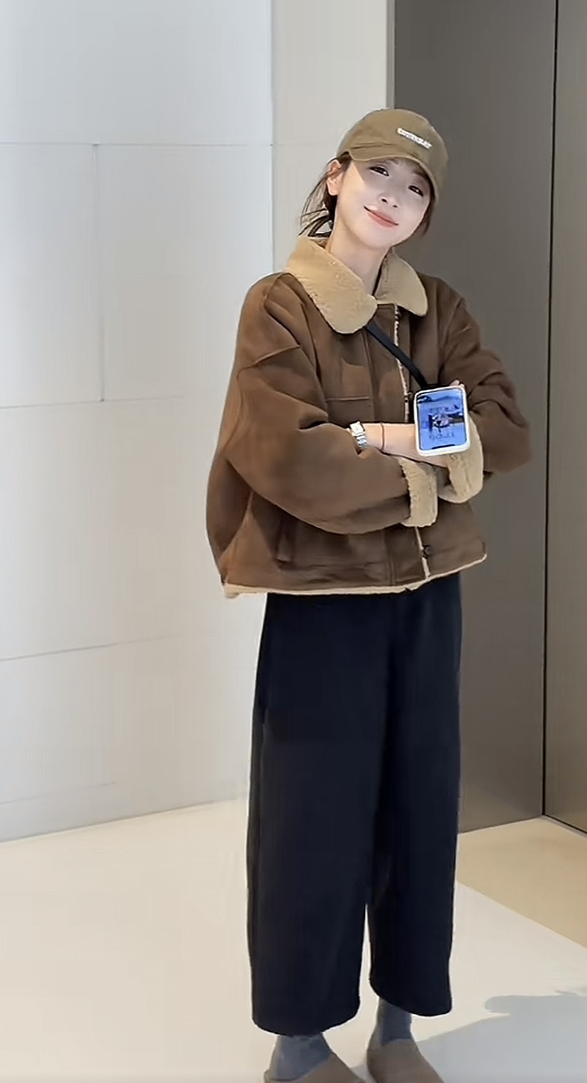 Thick Fleece Suede Jacket and Pants Set Korean Style Casual Two-Piece