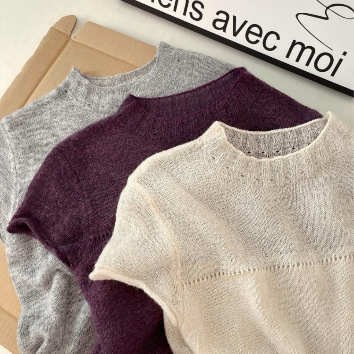 Women's Summer Knit Short Sleeve Top Solid Color Slimming Versatile Pullover