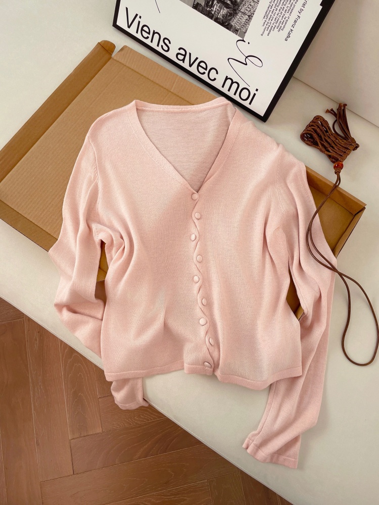 Korean V-Neck Knit Cardigan for Women Spring 2026 Lightweight Two-Piece Set