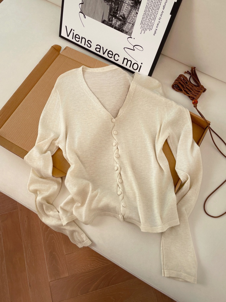 Korean V-Neck Knit Cardigan for Women Spring 2026 Lightweight Two-Piece Set