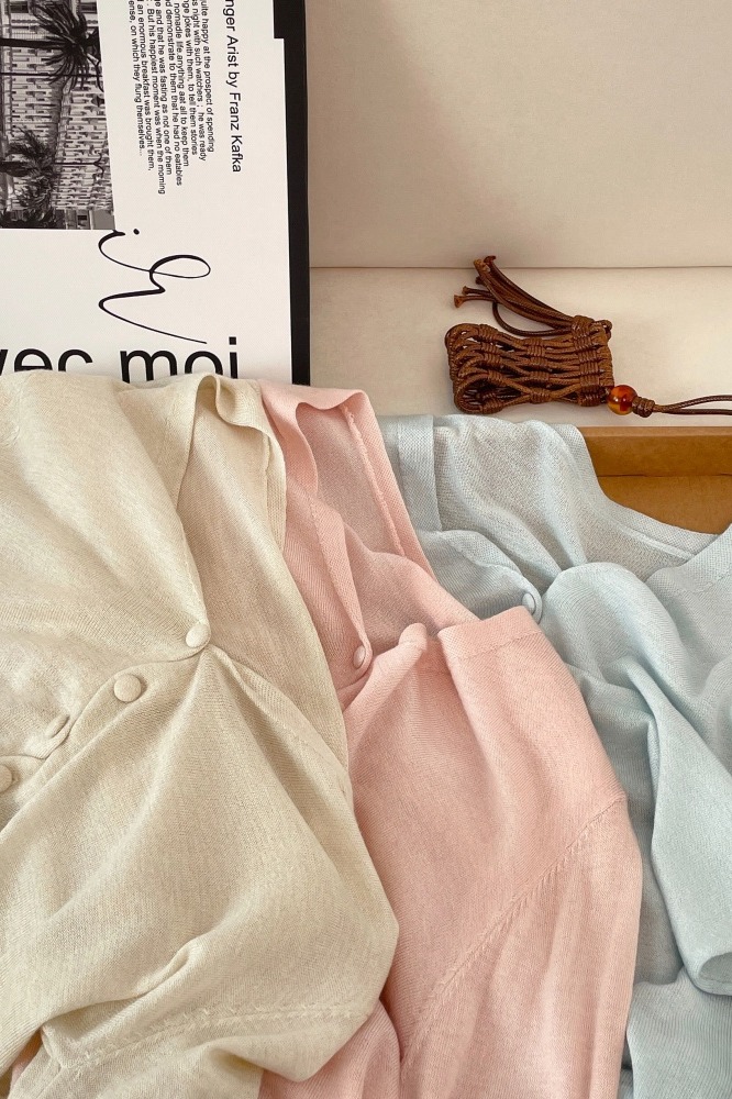 Korean V-Neck Knit Cardigan for Women Spring 2026 Lightweight Two-Piece Set