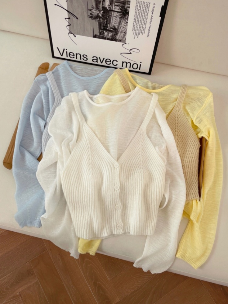 Elegant Layered Slimming Knit Two-Piece Women's Spring Set
