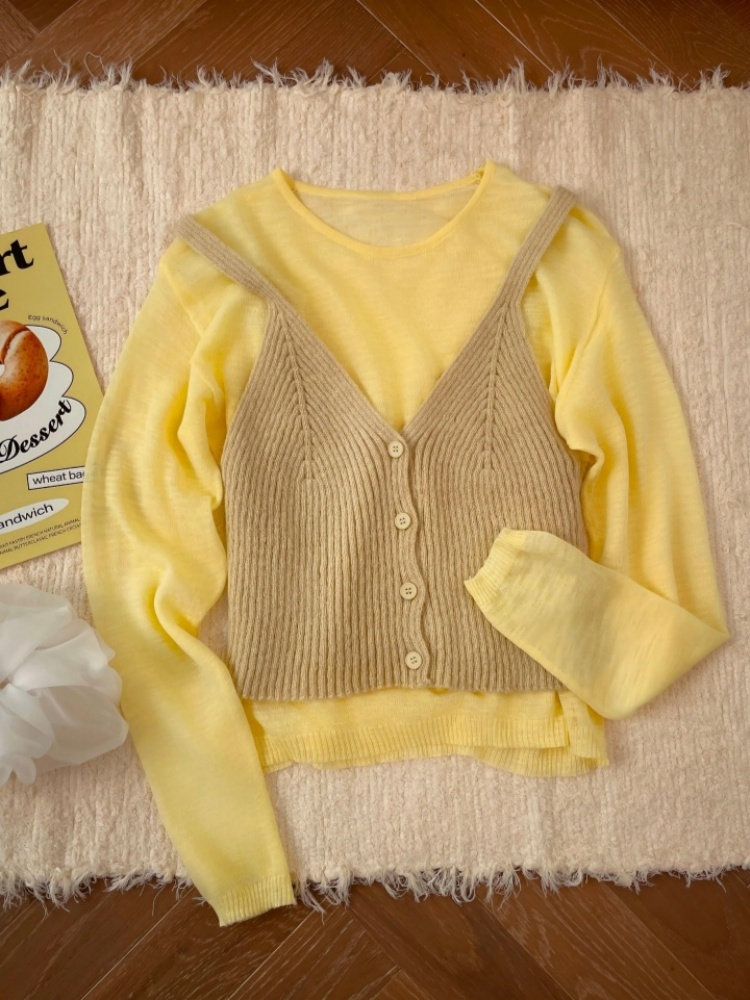 Elegant Layered Slimming Knit Two-Piece Women's Spring Set