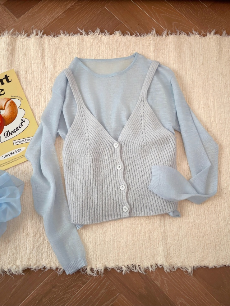 Elegant Layered Slimming Knit Two-Piece Women's Spring Set