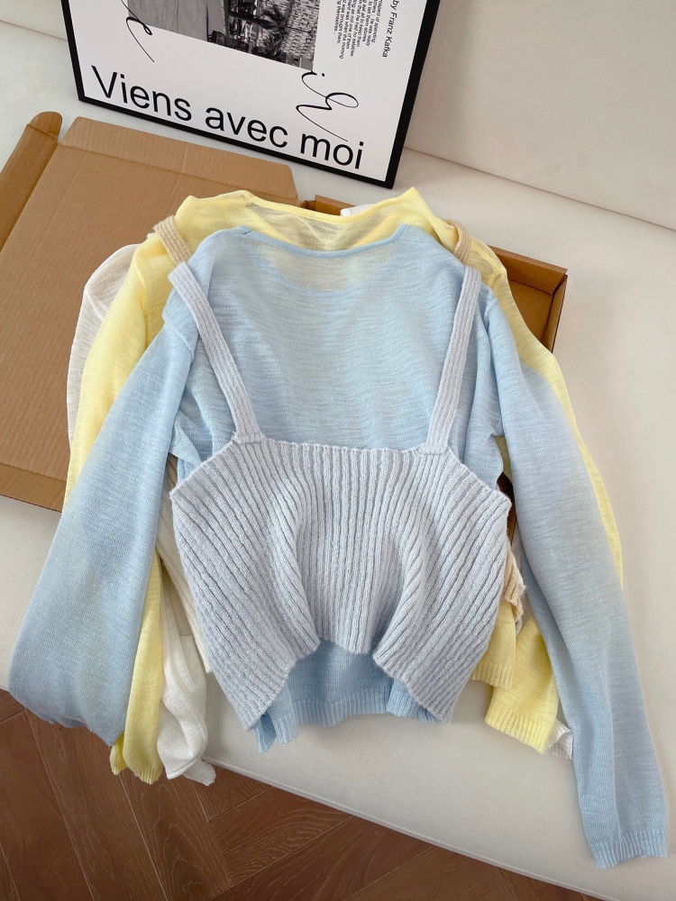 Elegant Layered Slimming Knit Two-Piece Women's Spring Set