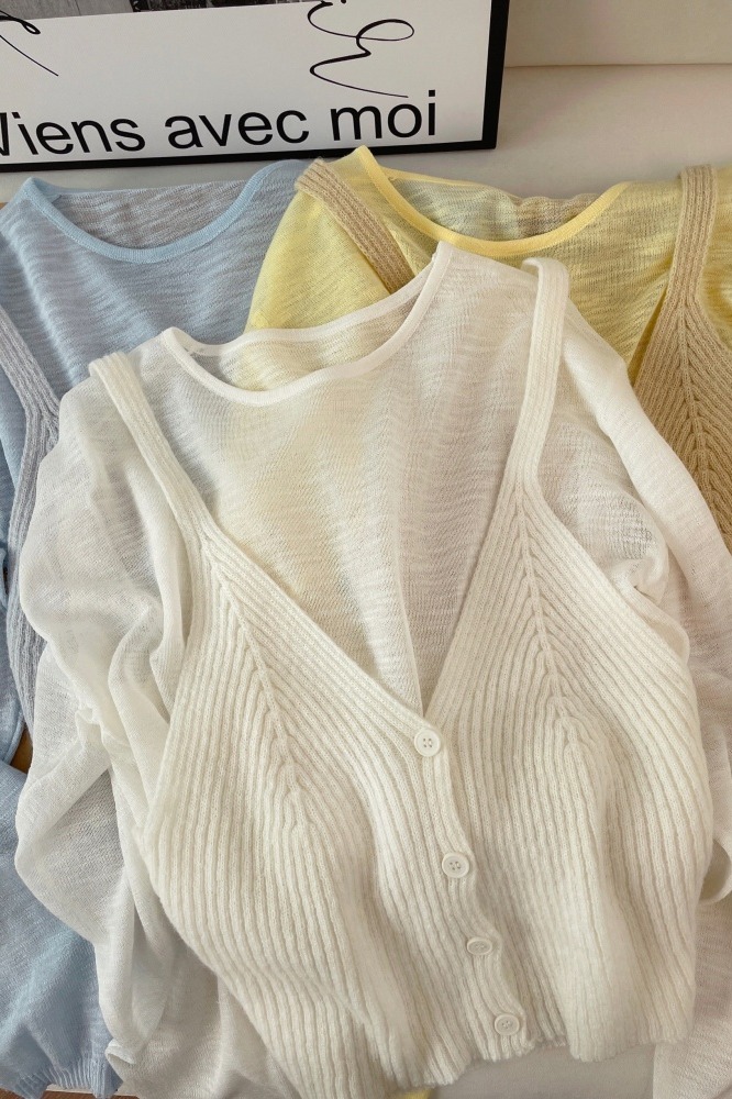 Elegant Layered Slimming Knit Two-Piece Women's Spring Set
