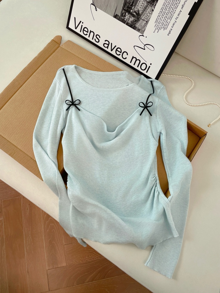 Women's Bow Fake Two-Piece Knit Sweater