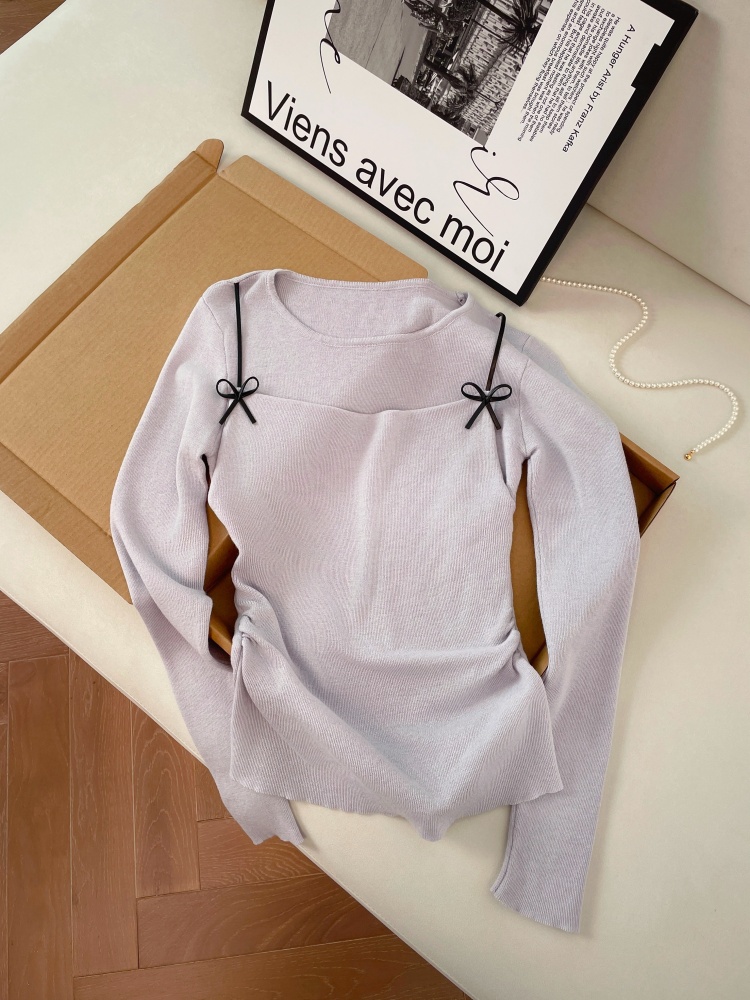 Women's Bow Fake Two-Piece Knit Sweater