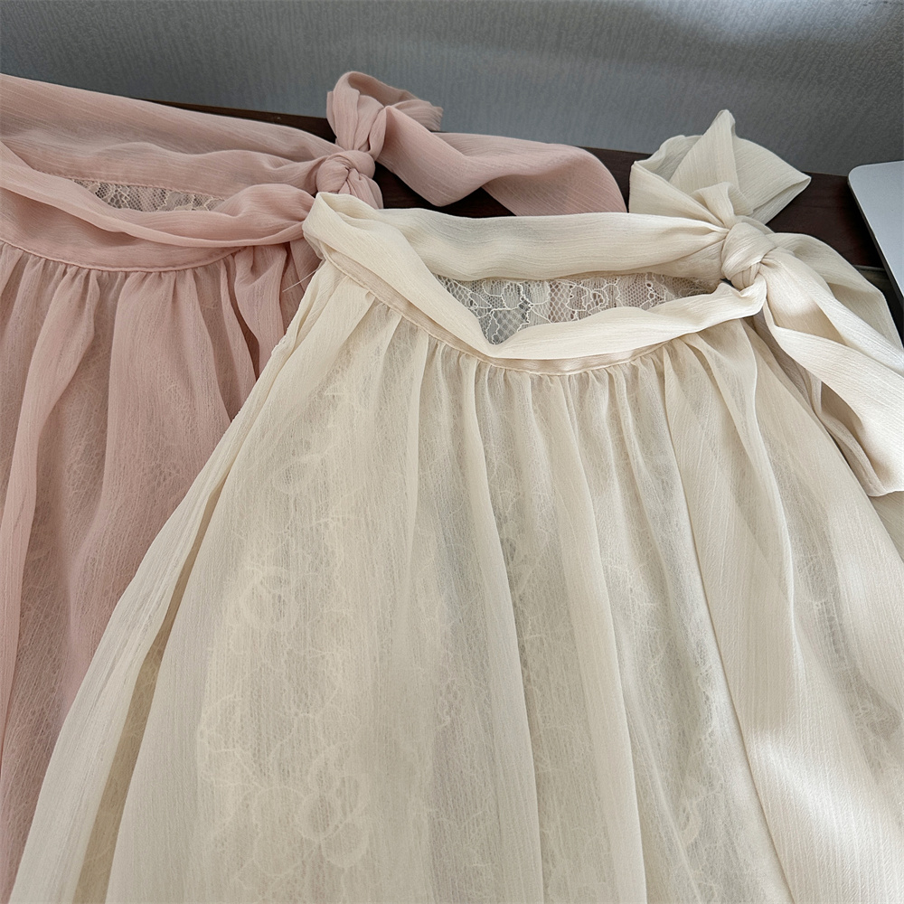 Designer Bow Halter Blouse Women Loose Niche Slimming Off-Shoulder Chiffon Top