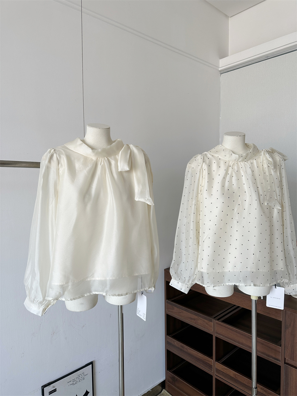 Korean Chic Spring French Polka Dot Tie Sweet Long Sleeve Versatile Shirt Women's Korean Top