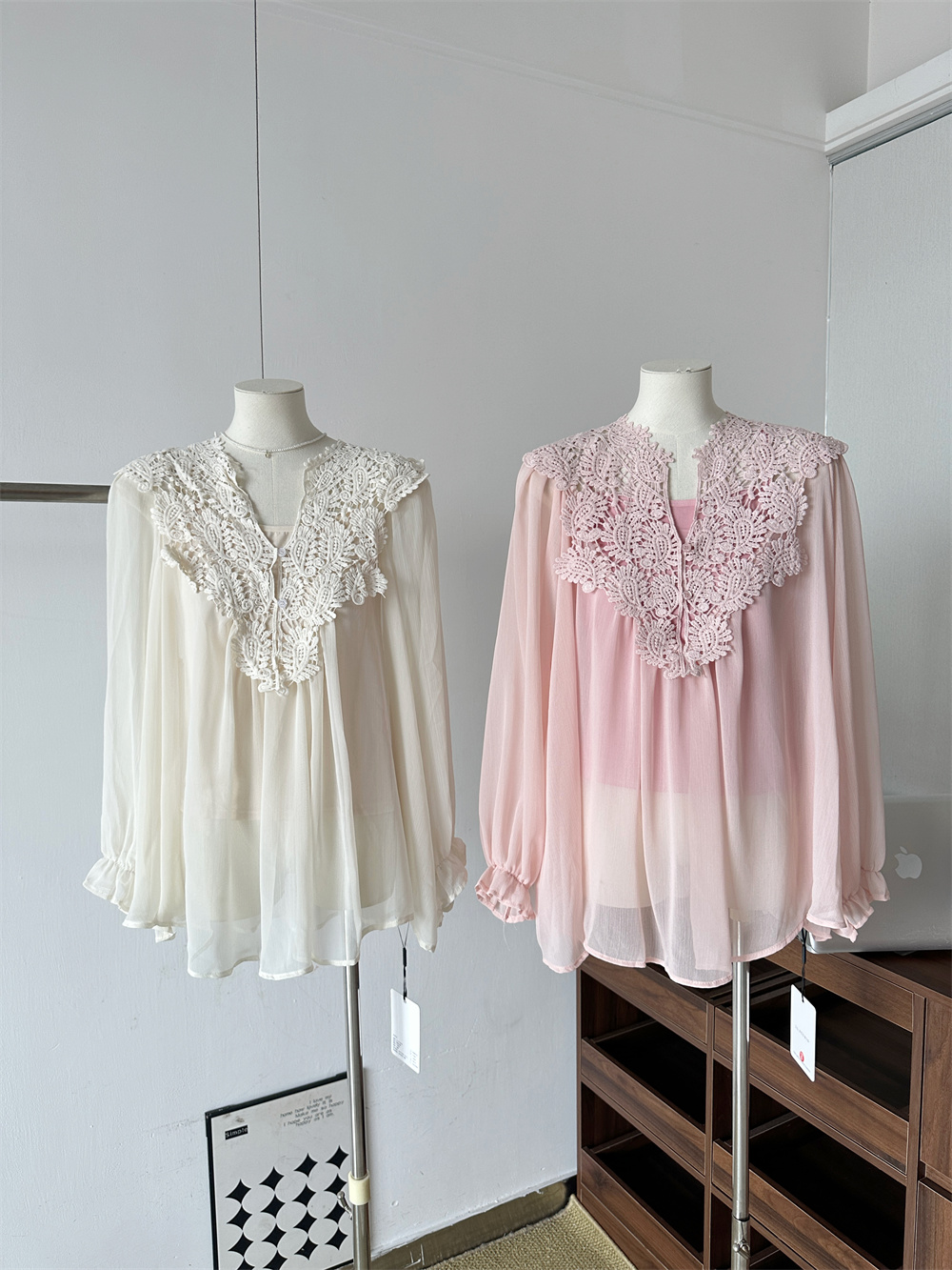 French Sweet Lace Flared Sleeve Chiffon Blouse and Cami Two Piece Set for Women 2026 Summer