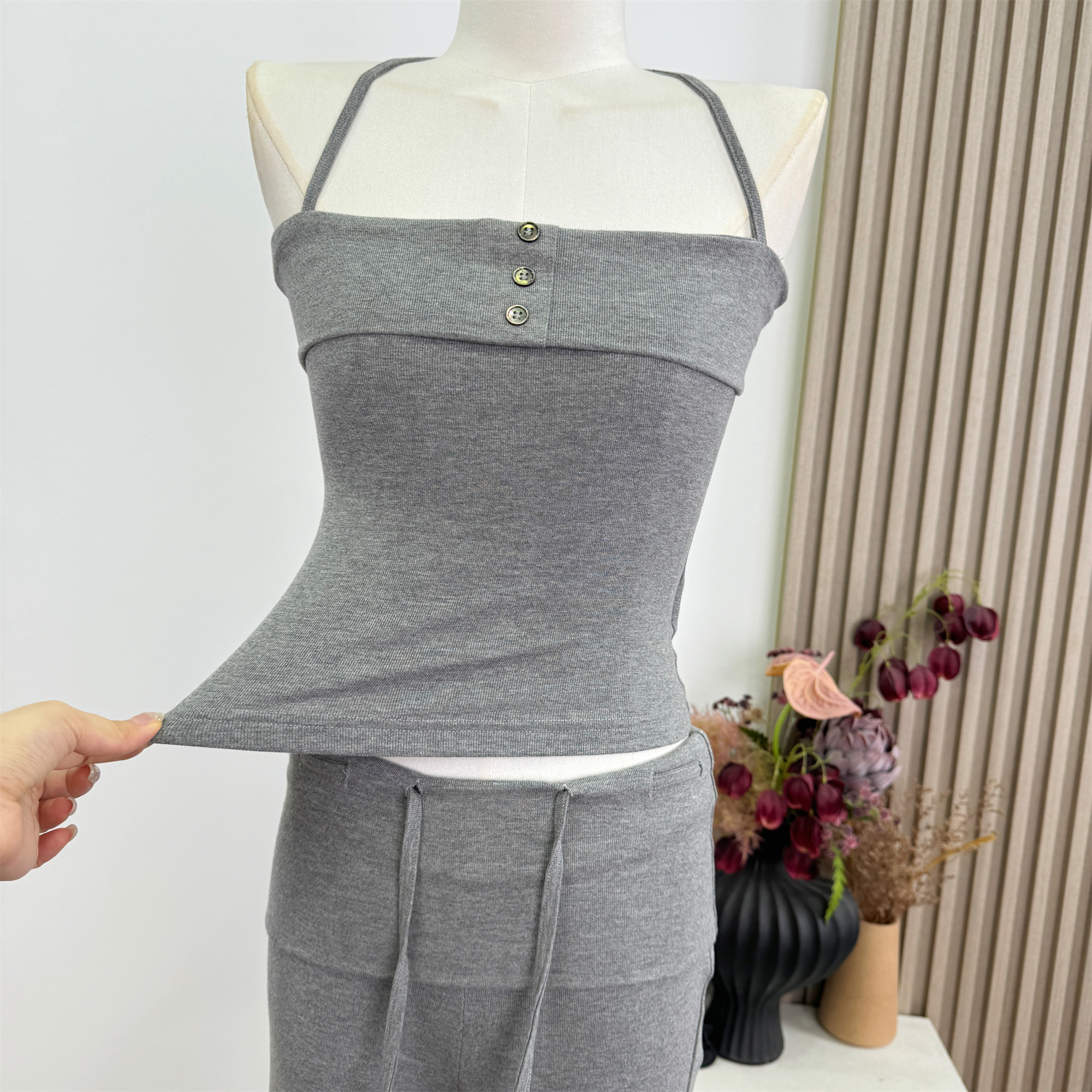 Women's Summer Two-Piece Set Halter Top and Flared Pants - Style 611a6a