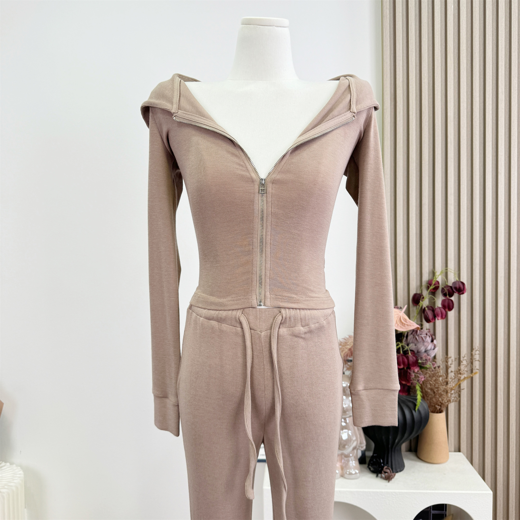 Women's Autumn Hooded Sweatshirt and Flared Pants Casual Sports Set