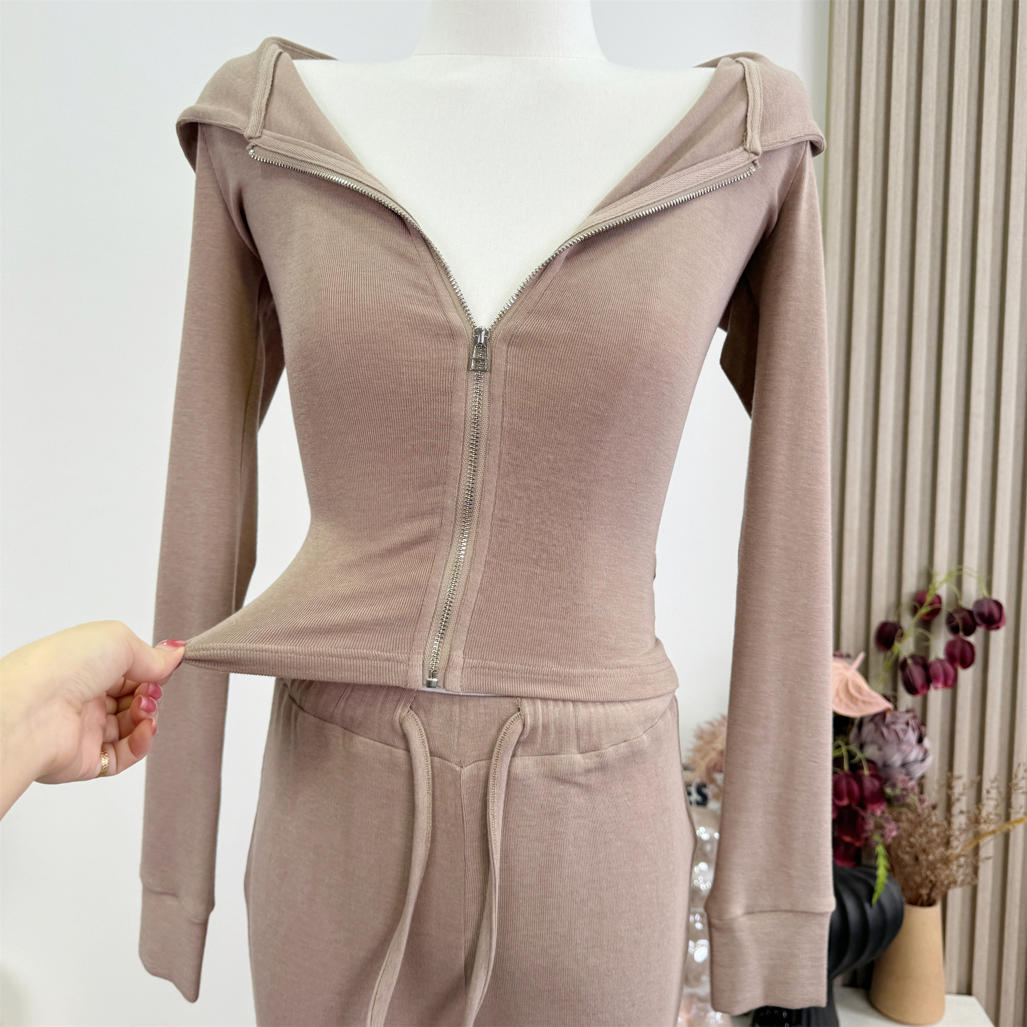 Women's Autumn Hooded Sweatshirt and Flared Pants Casual Sports Set